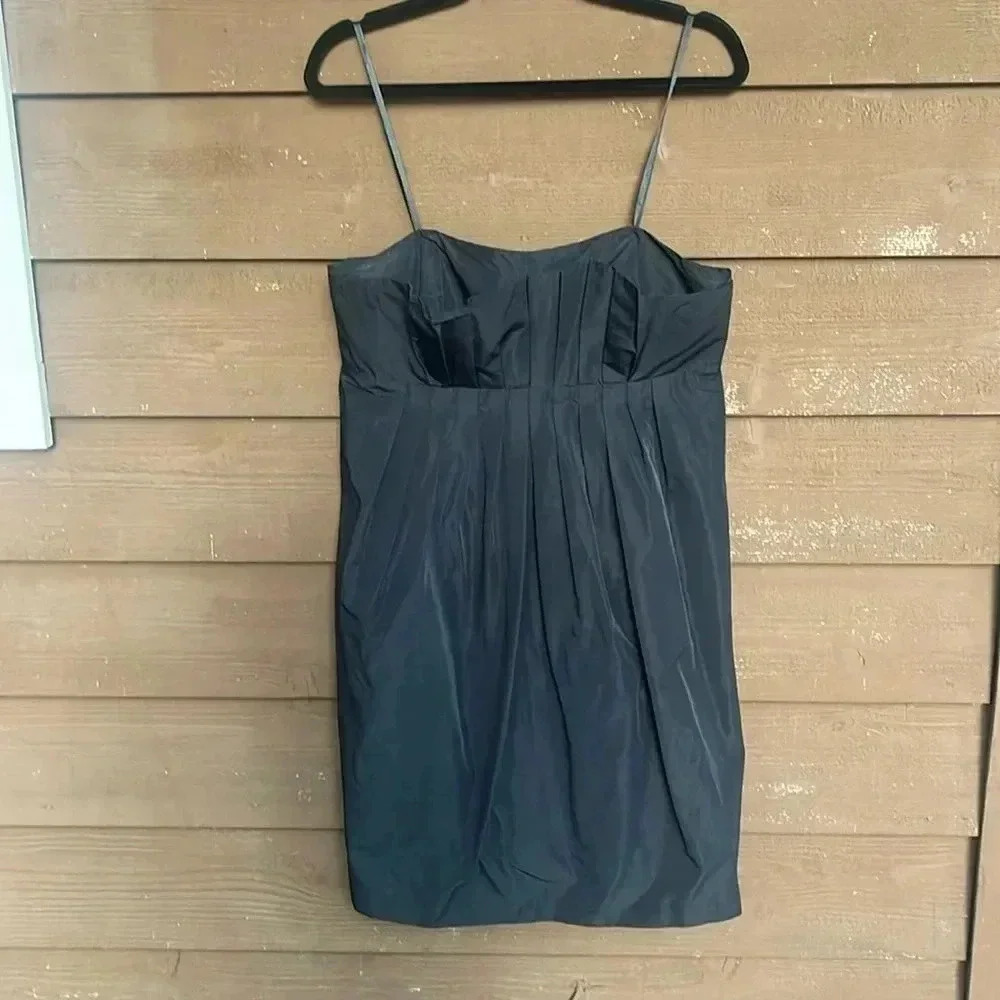 Max and Cleo black satin pleated strapless dress size 14